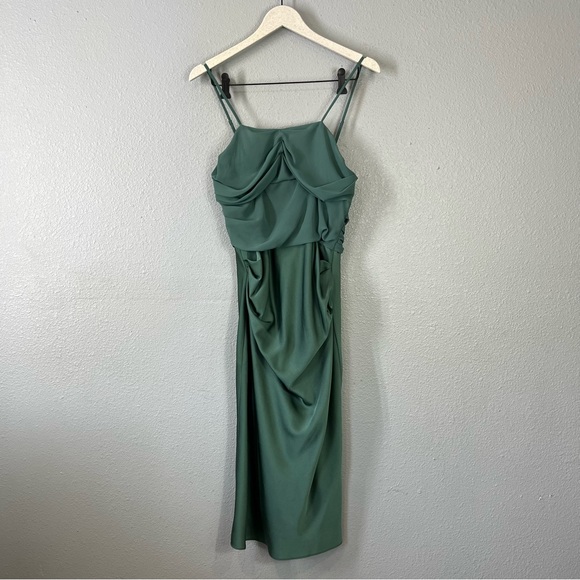 House of CB Teia Green Satin Corset Midi Dress size large - Picture 2 of 8